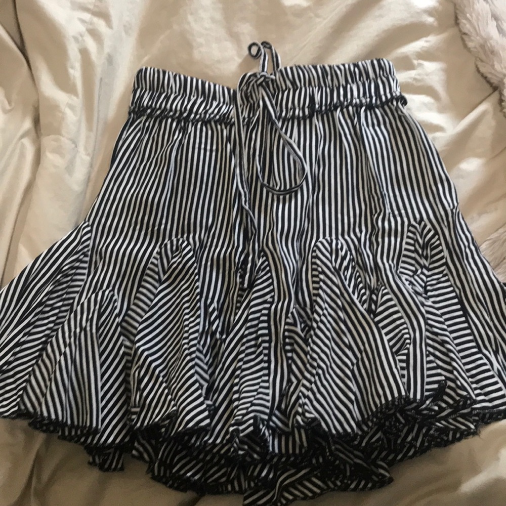 Black and white striped mini skirt